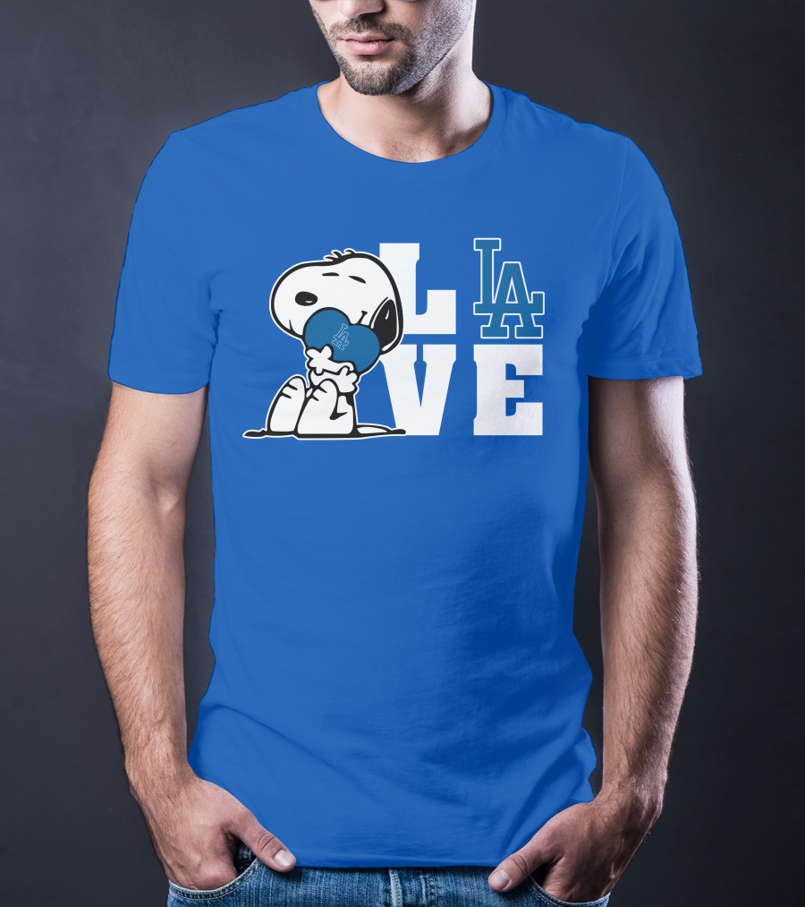 Snoopy Love La Dodgers Peanuts Mlb Collaboration T-Shirt
