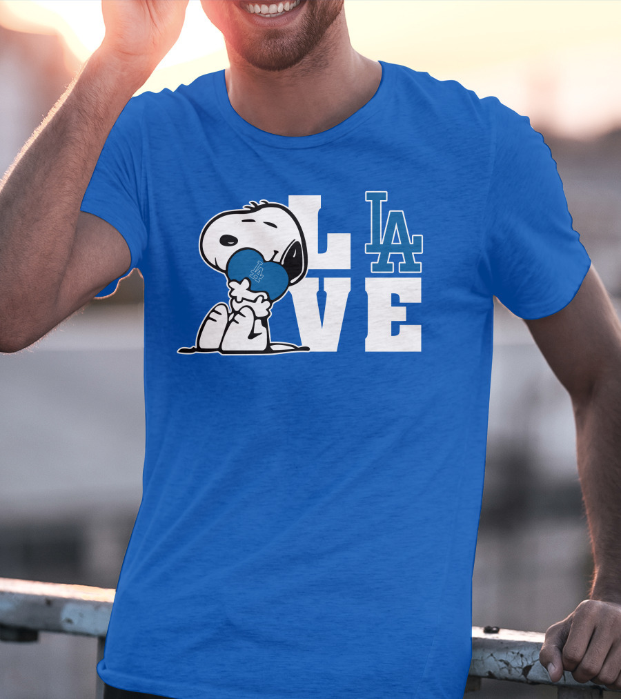 Snoopy Love La Dodgers Peanuts Mlb Collaboration T-Shirt