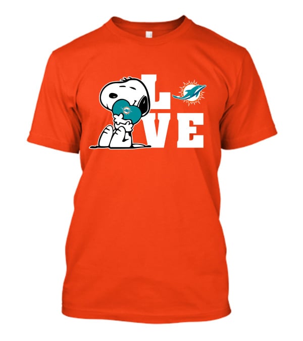 Snoopy Love Miami Dolphins Nfl Football Peanuts Fan T-Shirt