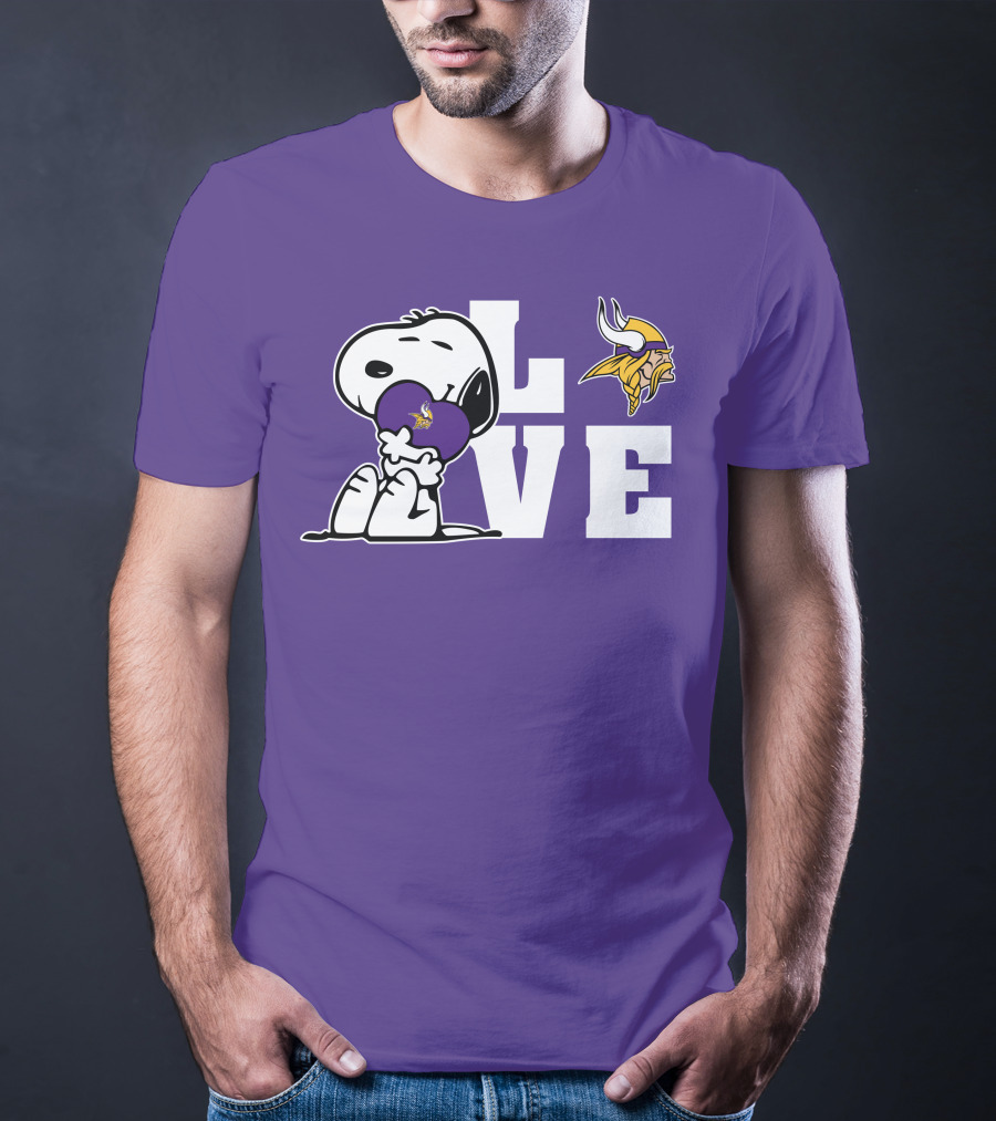 Snoopy Love Minnesota Vikings Logo Heart Hug T-Shirt