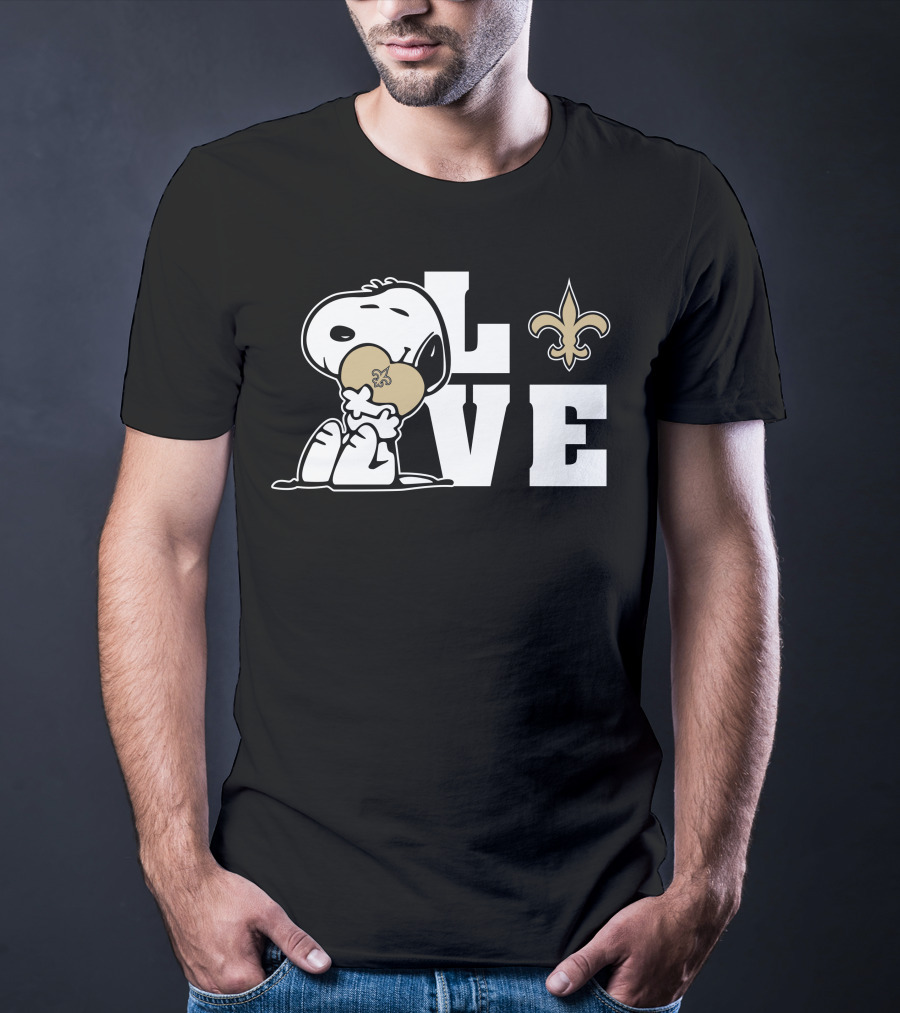 Snoopy Love New Orleans Saints Fleur-De-Lis Heart T-Shirt
