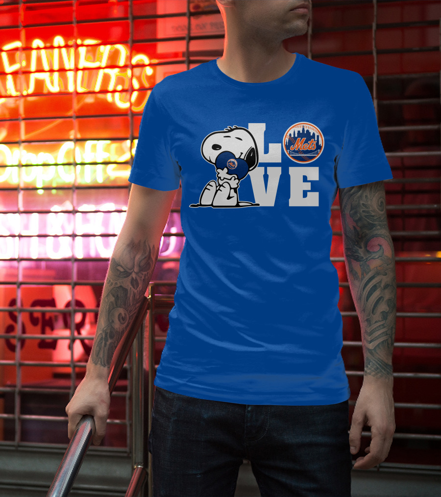 Snoopy Love Mets Baseball New York Peanuts Fan Gear T-Shirt