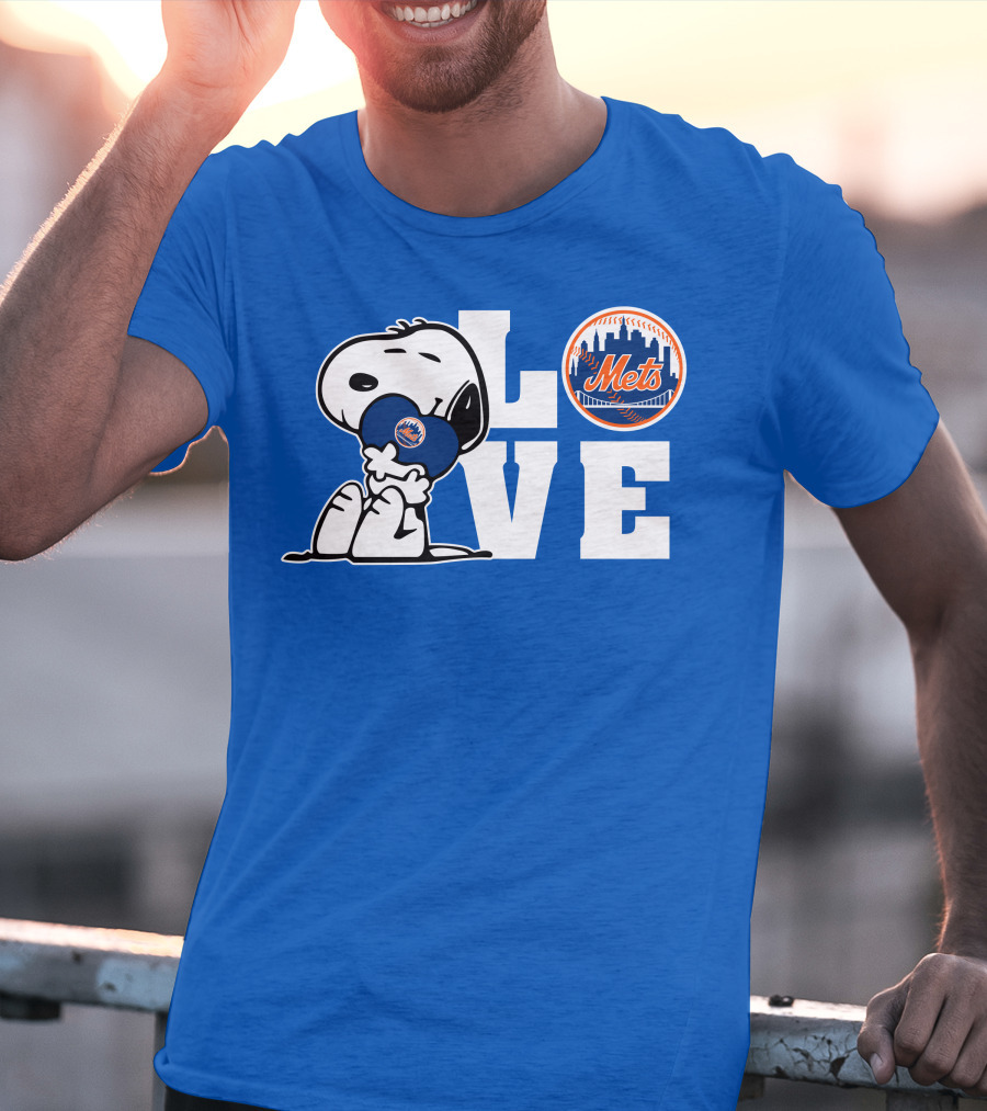 Snoopy Love Mets Baseball New York Peanuts Fan Gear T-Shirt