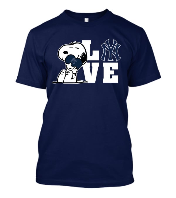 Snoopy Love New York Yankees Logo Mlb Peanuts Baseball Fan T-Shirt
