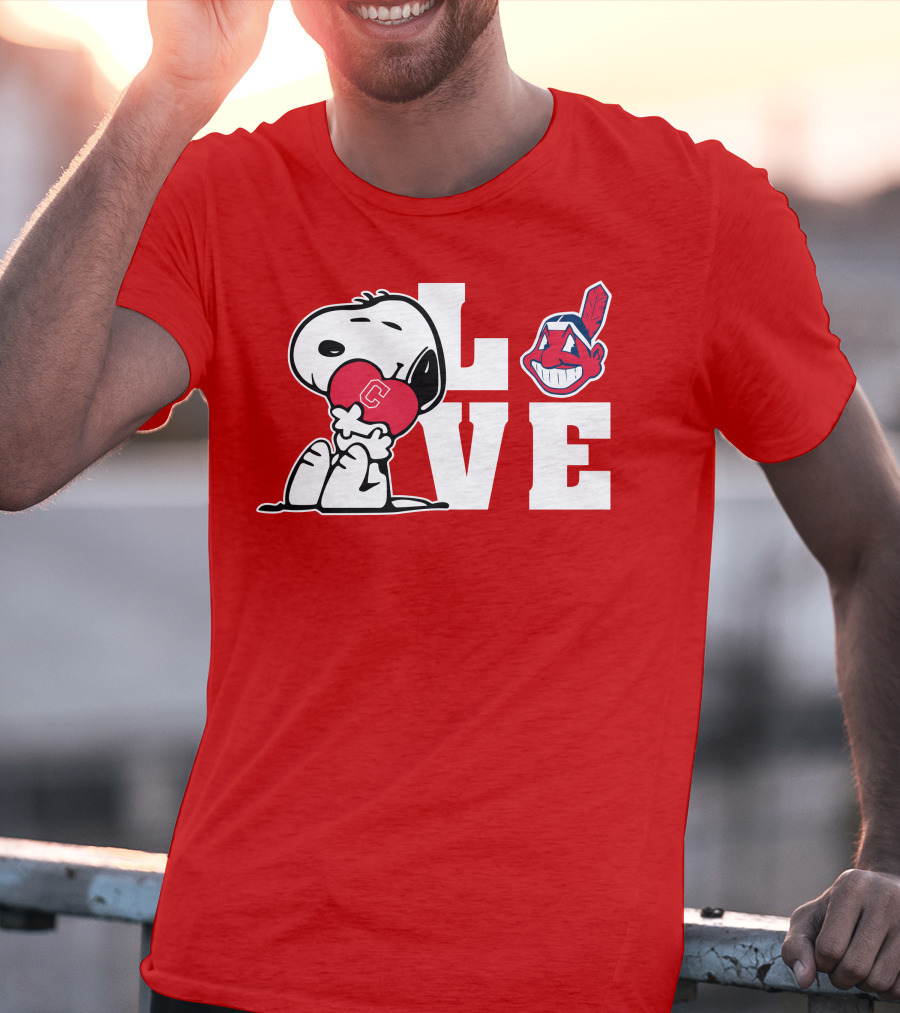 Snoopy Love Cleveland Heart Chief Wahoo T-Shirt
