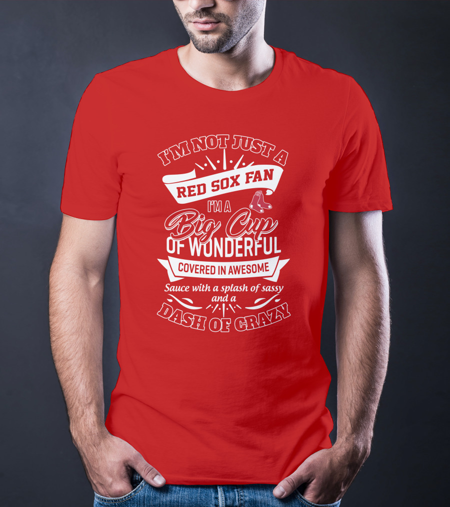 I'm Not Just A Red Sox Fan I'm A Big Cup Of Wonderful Covered In Awesome Sauce With A Splash Of Sassy And A Dash Of Crazy T-Shirt