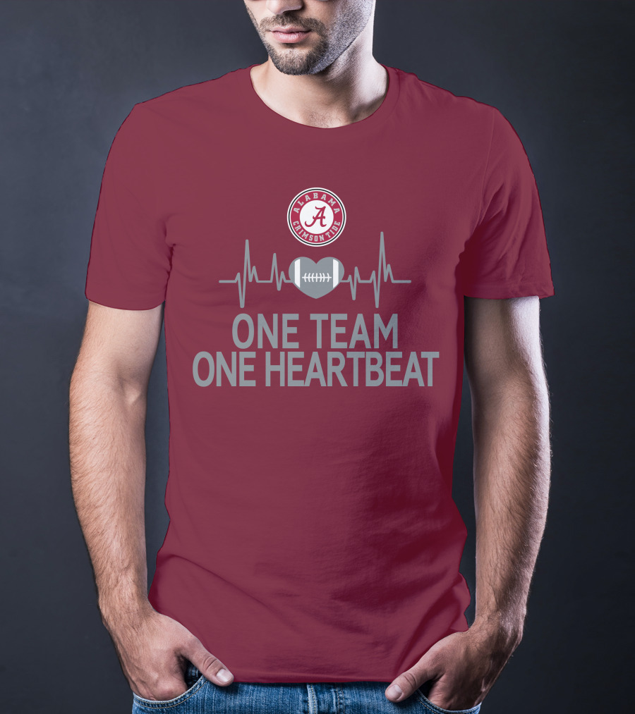 Alabama Crimson Tide One Team One Heartbeat Football Heartbeat T-Shirt