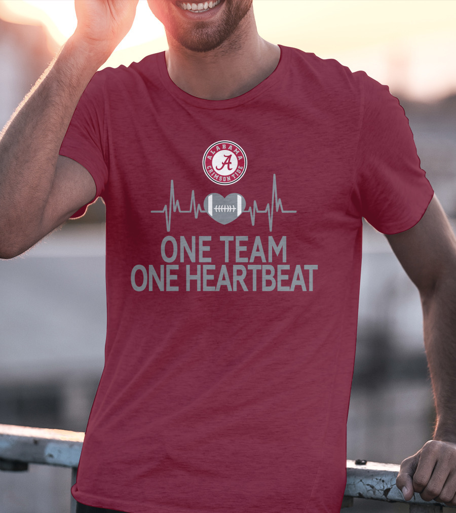 Alabama Crimson Tide One Team One Heartbeat Football Heartbeat T-Shirt