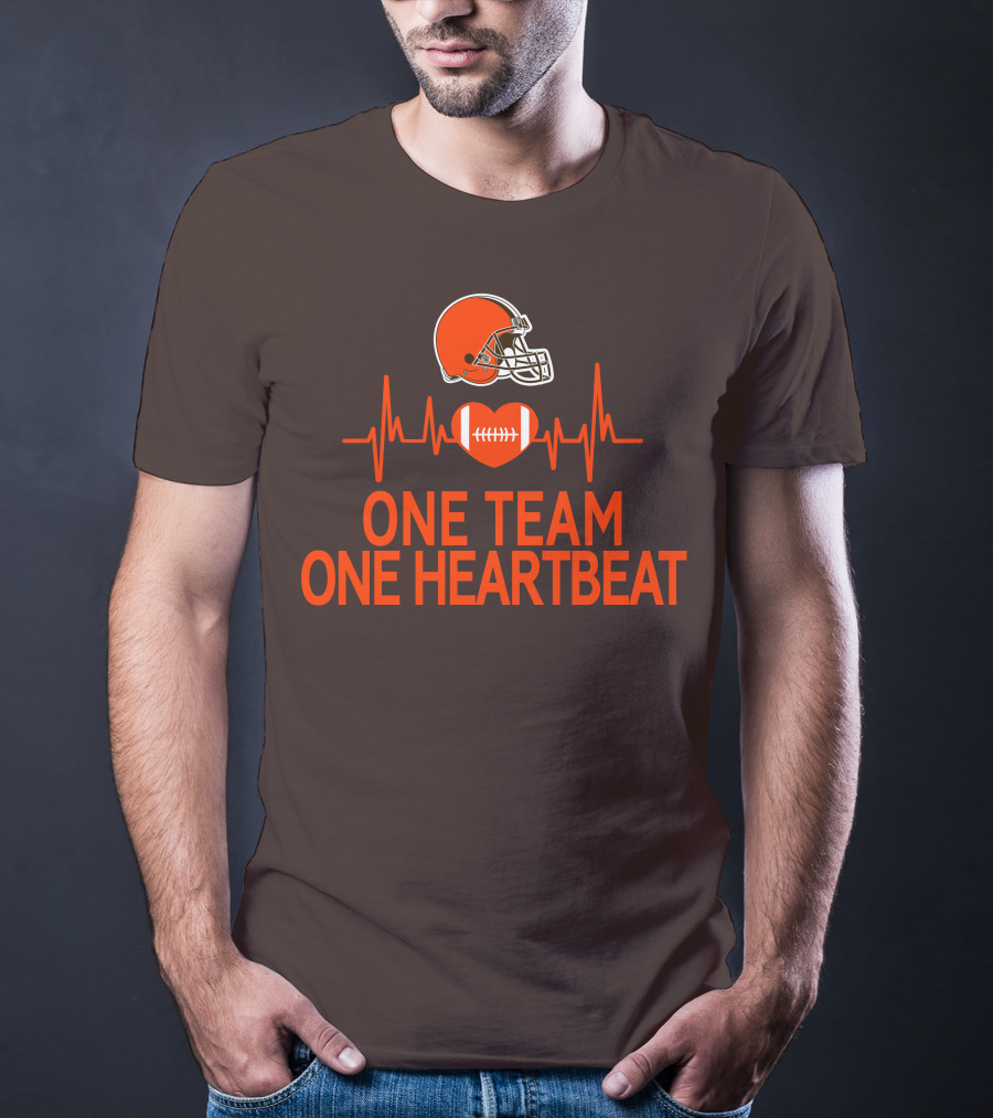 Cleveland Browns Football Helmet One Team One Heartbeat T-Shirt