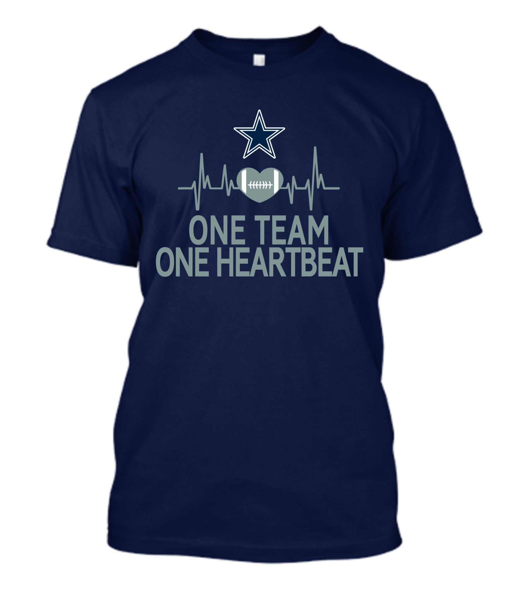 Dallas Cowboys Star Heartbeat Football One Team One Heartbeat T-Shirt