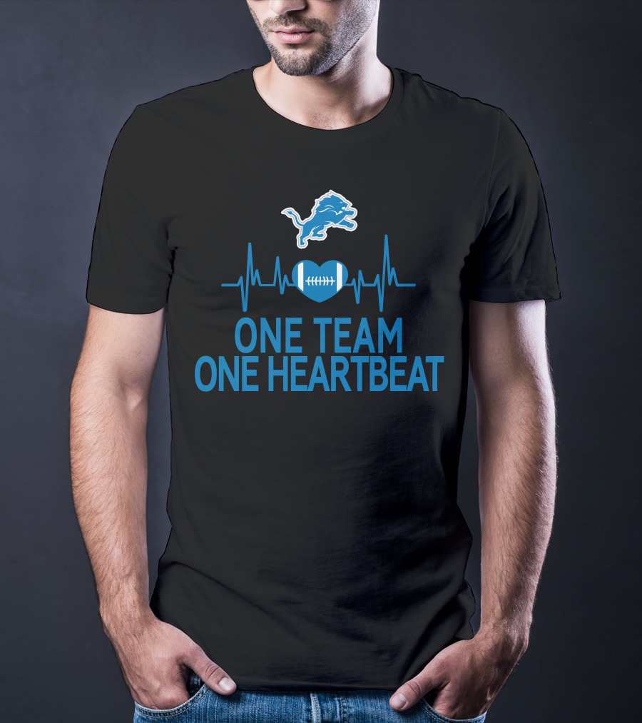 Detroit Lions One Team One Heartbeat Football Heartbeat T-Shirt