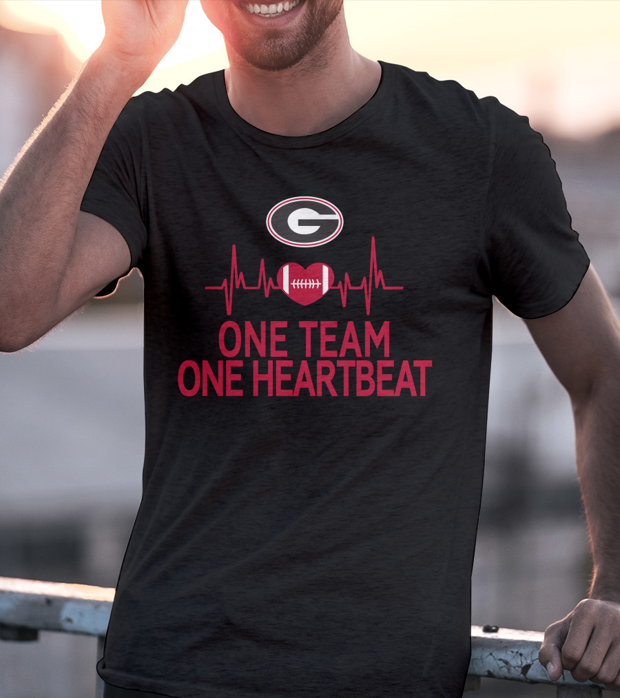 Georgia Bulldogs One Team One Heartbeat Football Heartbeat T-Shirt