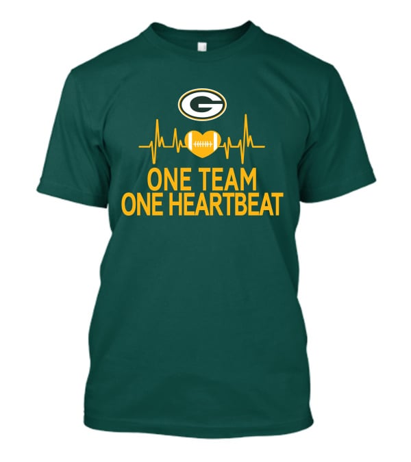 Green Bay Packers Logo Heartbeat Football One Team One Heartbeat T-Shirt
