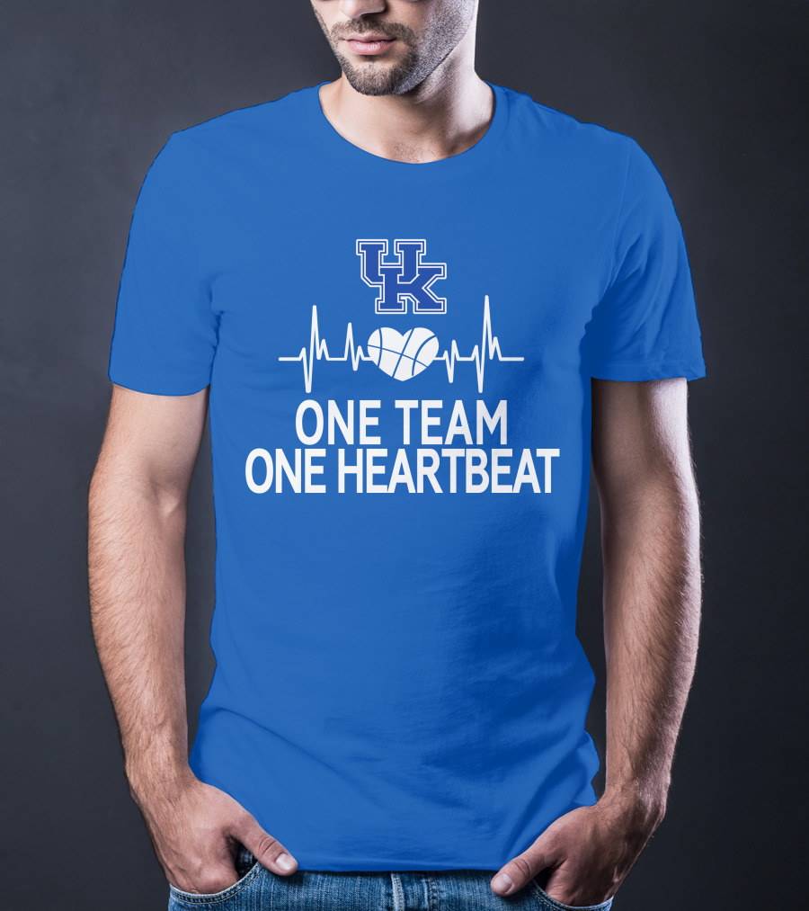 Kentucky Wildcats UK Logo One Team One Heartbeat Basketball Heartbeat T-Shirt