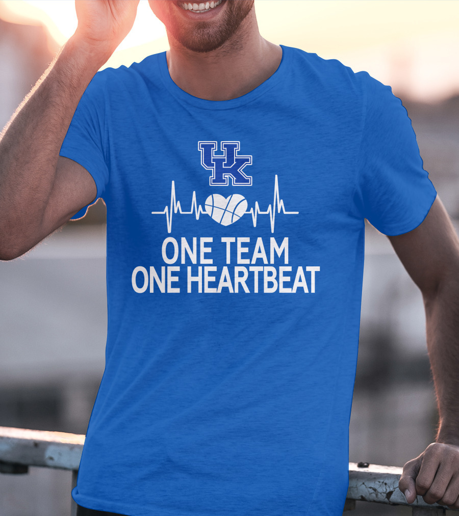Kentucky Wildcats UK Logo One Team One Heartbeat Basketball Heartbeat T-Shirt
