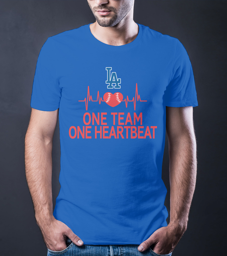 LA Dodgers One Team One Heartbeat Baseball Heartbeat T-Shirt