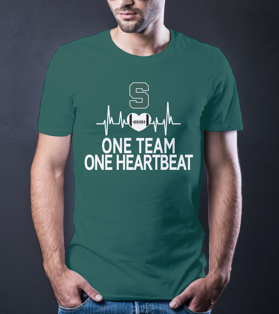 Michigan State Spartans S Logo Football Heartbeat One Team One Heartbeat T-Shirt