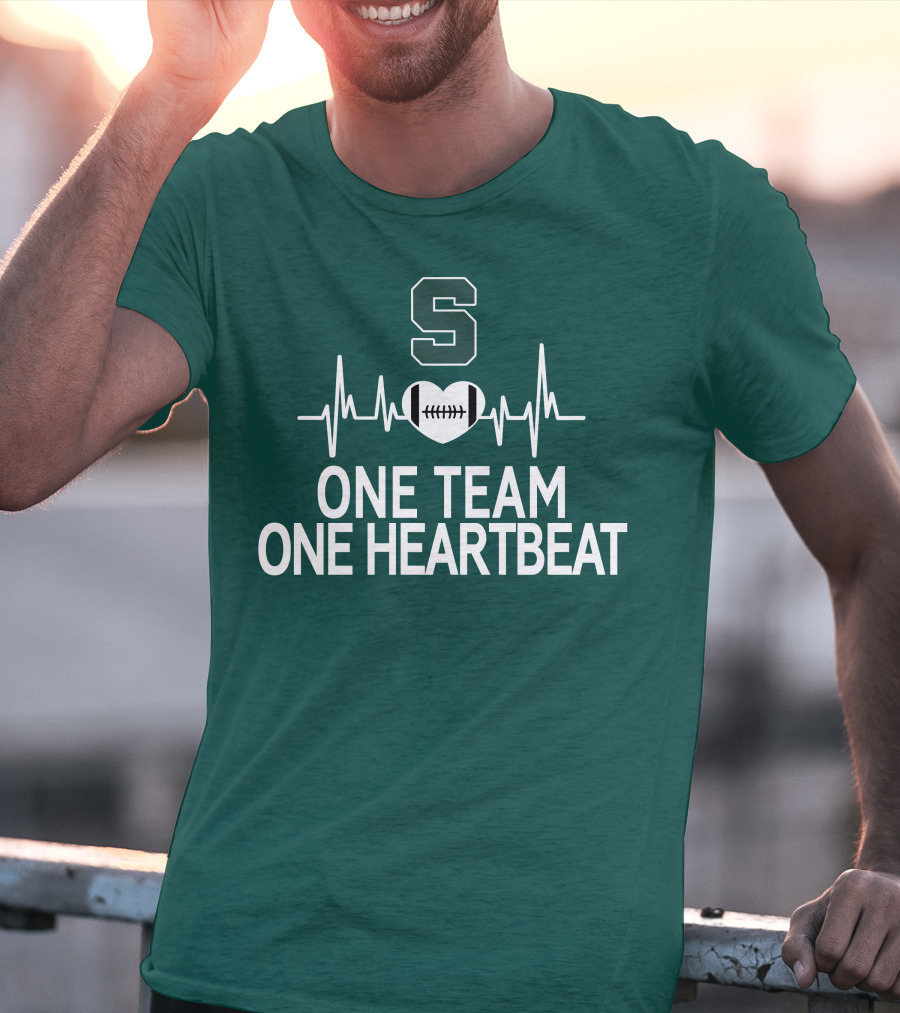 Michigan State Spartans S Logo Football Heartbeat One Team One Heartbeat T-Shirt