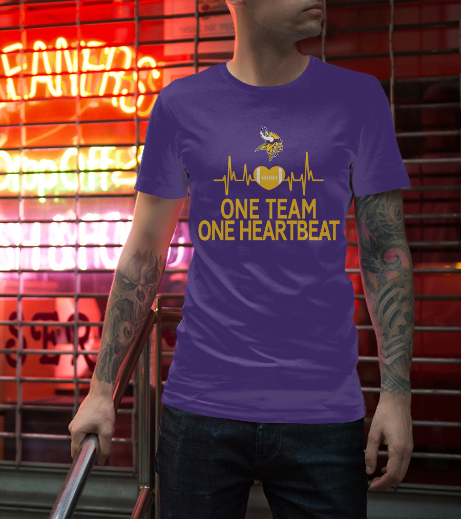 Minnesota Vikings One Team One Heartbeat Football Heartbeat T-Shirt