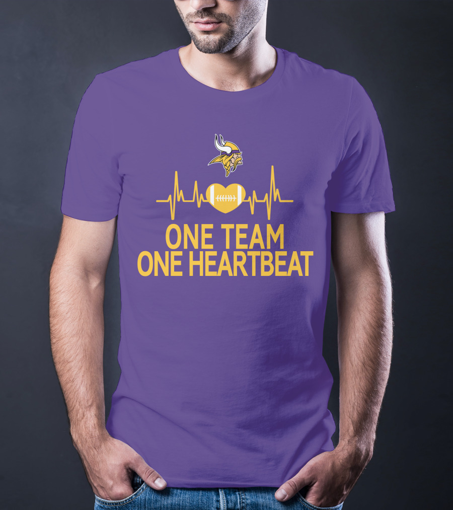 Minnesota Vikings One Team One Heartbeat Football Heartbeat T-Shirt