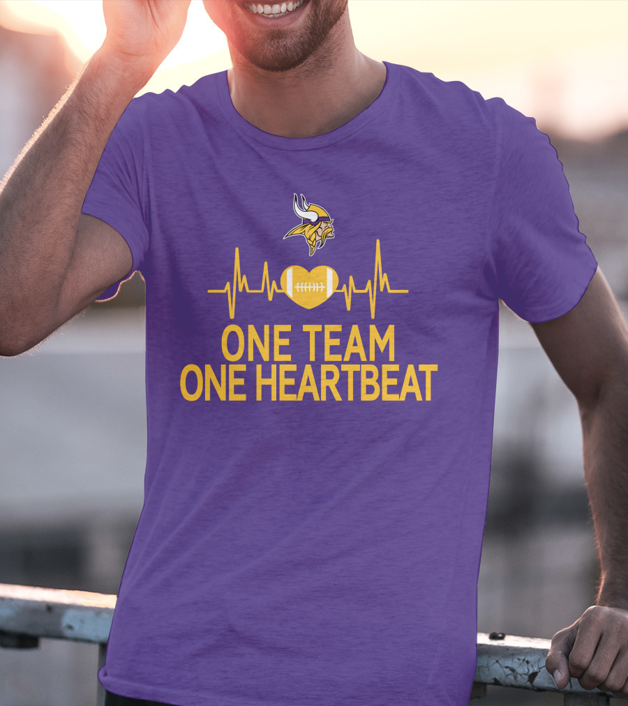 Minnesota Vikings One Team One Heartbeat Football Heartbeat T-Shirt