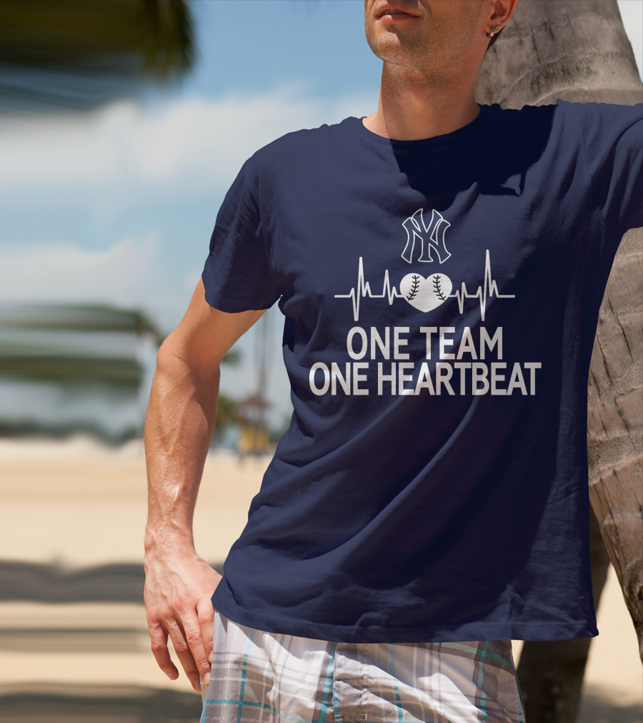 New York Yankees One Team One Heartbeat Baseball Heartbeat T-Shirt