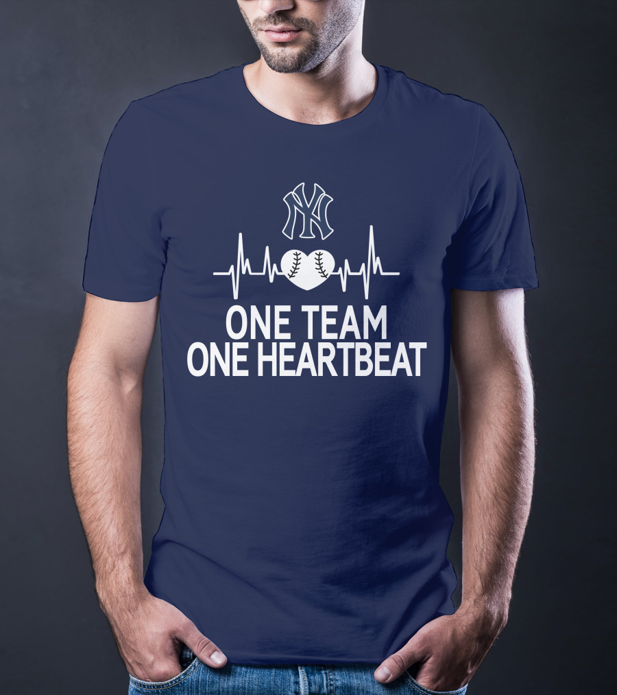 New York Yankees One Team One Heartbeat Baseball Heartbeat T-Shirt