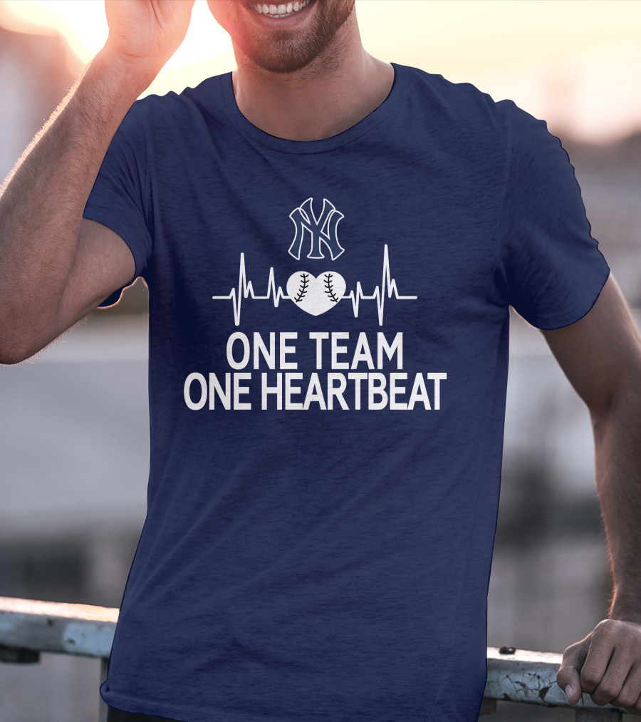 New York Yankees One Team One Heartbeat Baseball Heartbeat T-Shirt