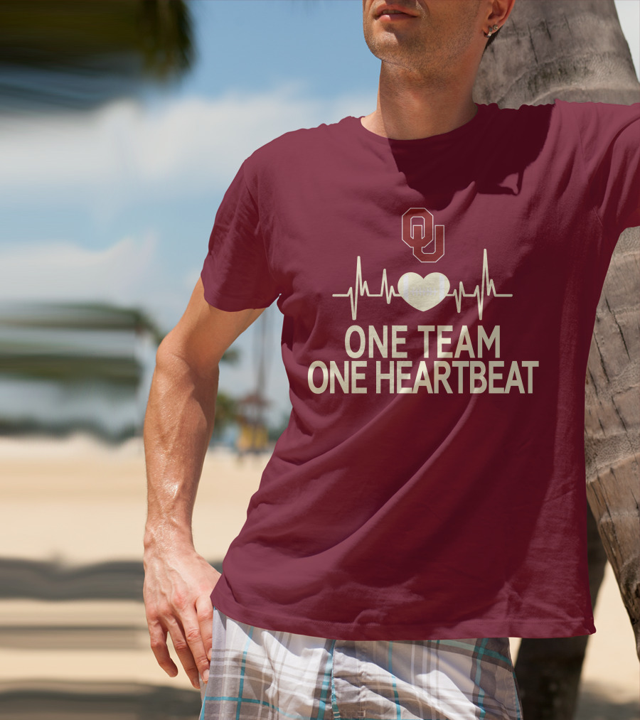 Oklahoma Sooners Football Heartbeat One Team One Heartbeat T-Shirt