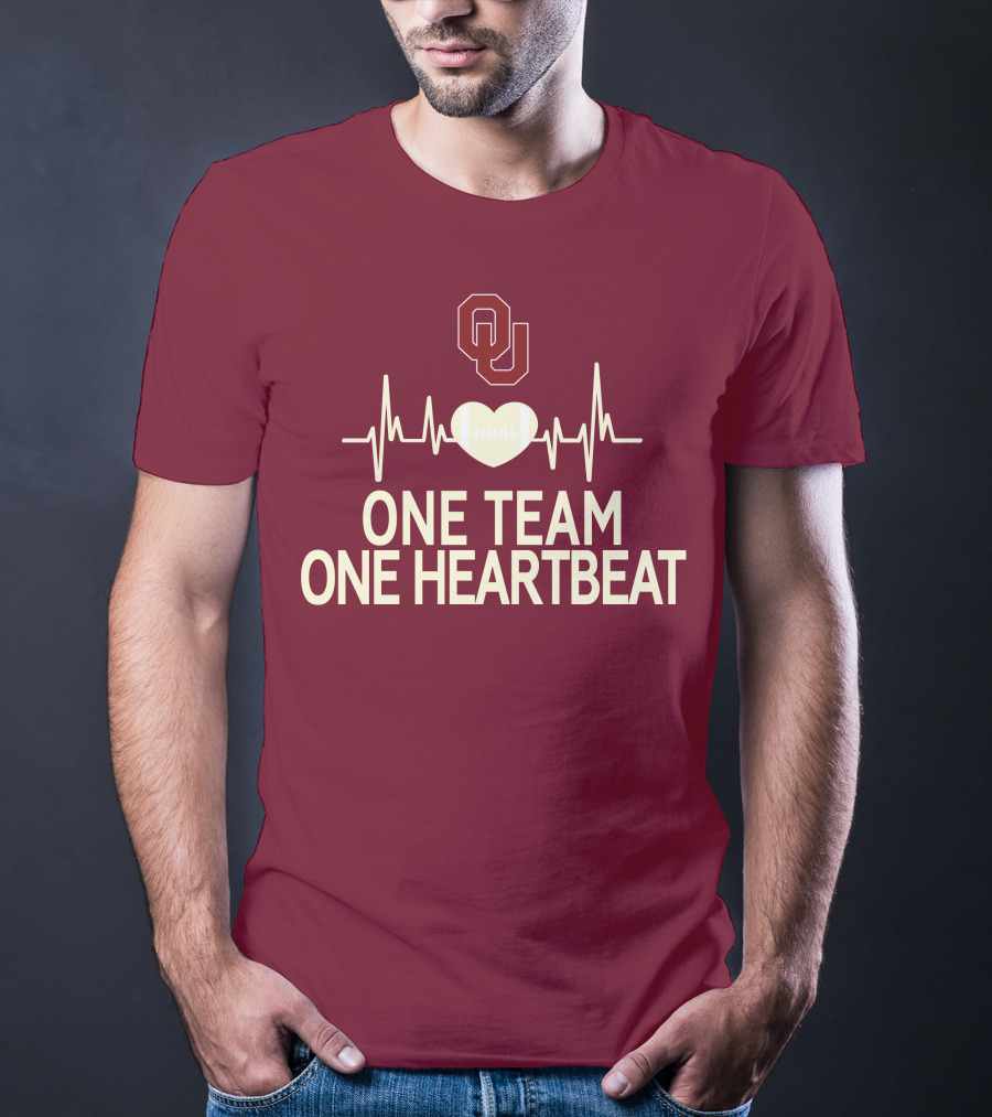 Oklahoma Sooners Football Heartbeat One Team One Heartbeat T-Shirt