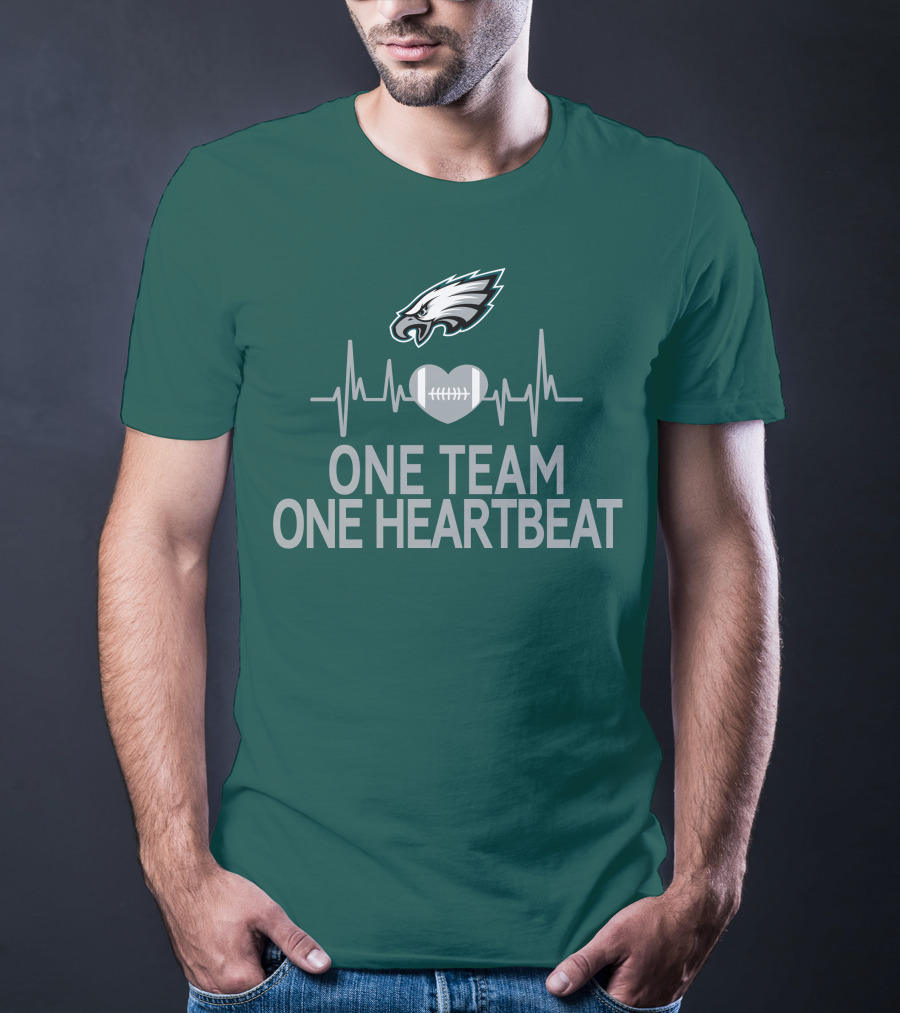 Philadelphia Eagles One Team One Heartbeat Football Logo Heartbeat T-Shirt