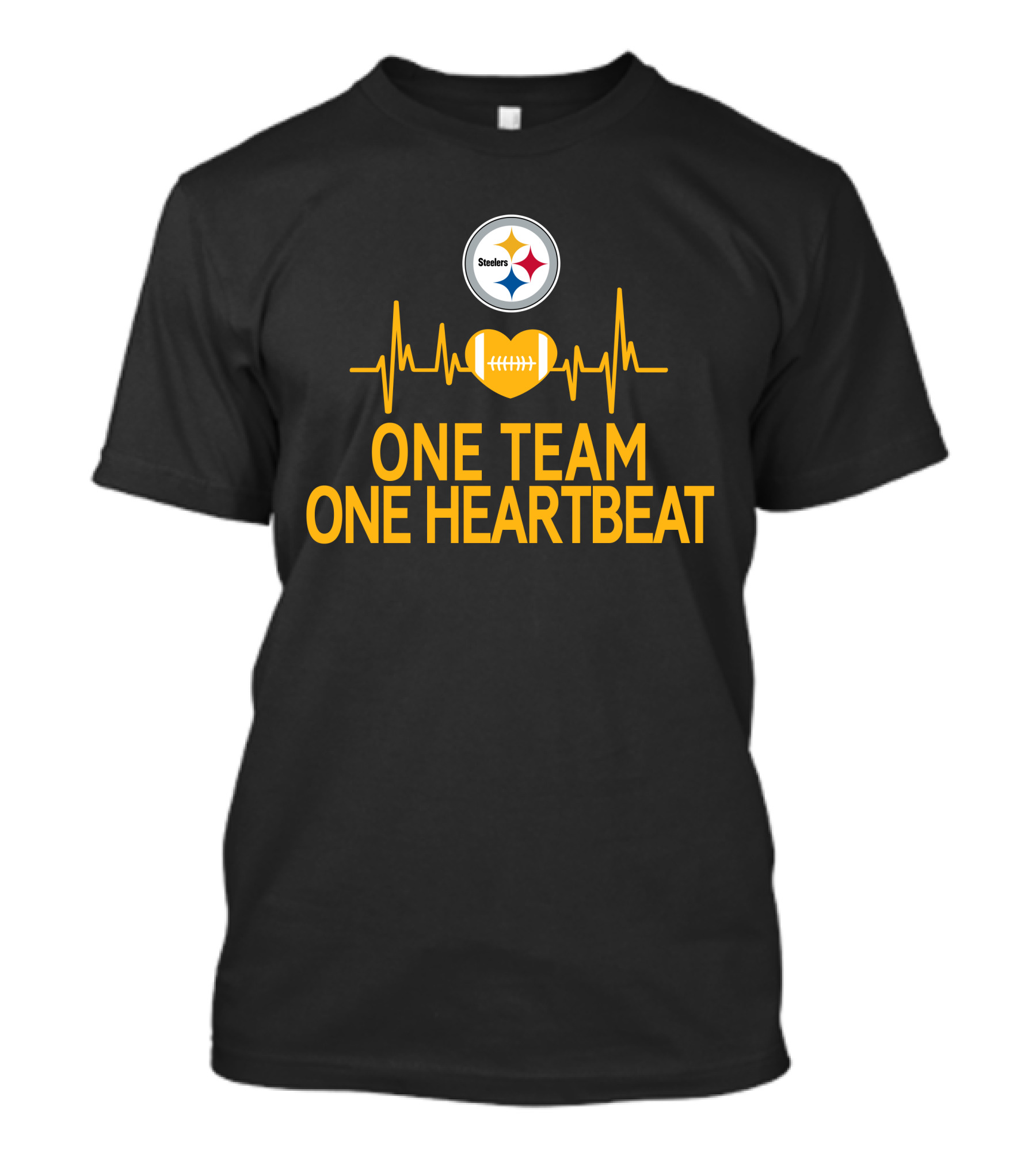 Pittsburgh Steelers Logo One Team One Heartbeat Football Heartbeat T-Shirt