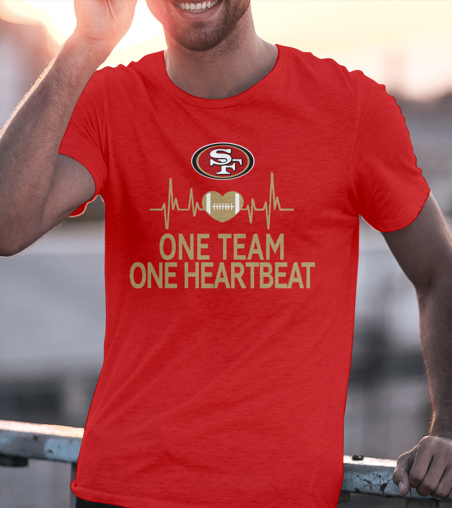 San Francisco 49ers SF Logo Heartbeat Football One Team One Heartbeat T-Shirt