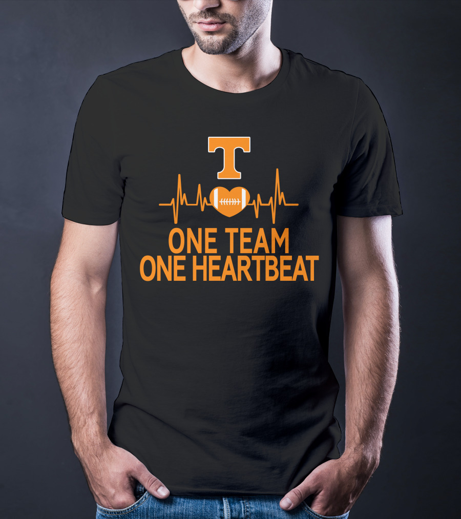 Tennessee Volunteers T Logo Heartbeat Football One Team One Heartbeat T-Shirt