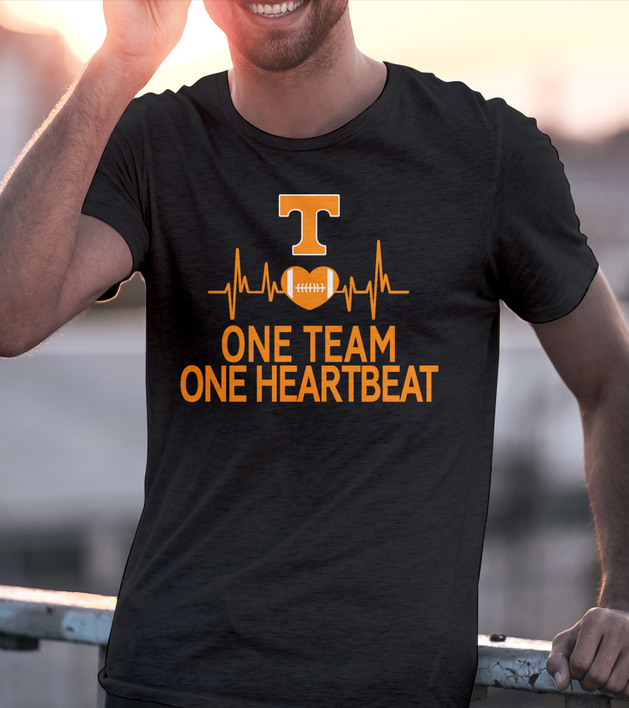 Tennessee Volunteers T Logo Heartbeat Football One Team One Heartbeat T-Shirt