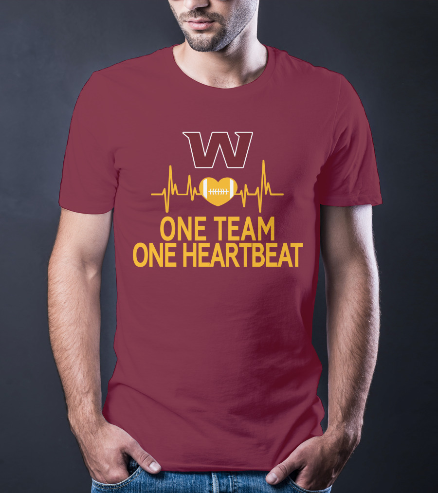 Washington Football Team W One Team One Heartbeat Football Heartbeat T-Shirt