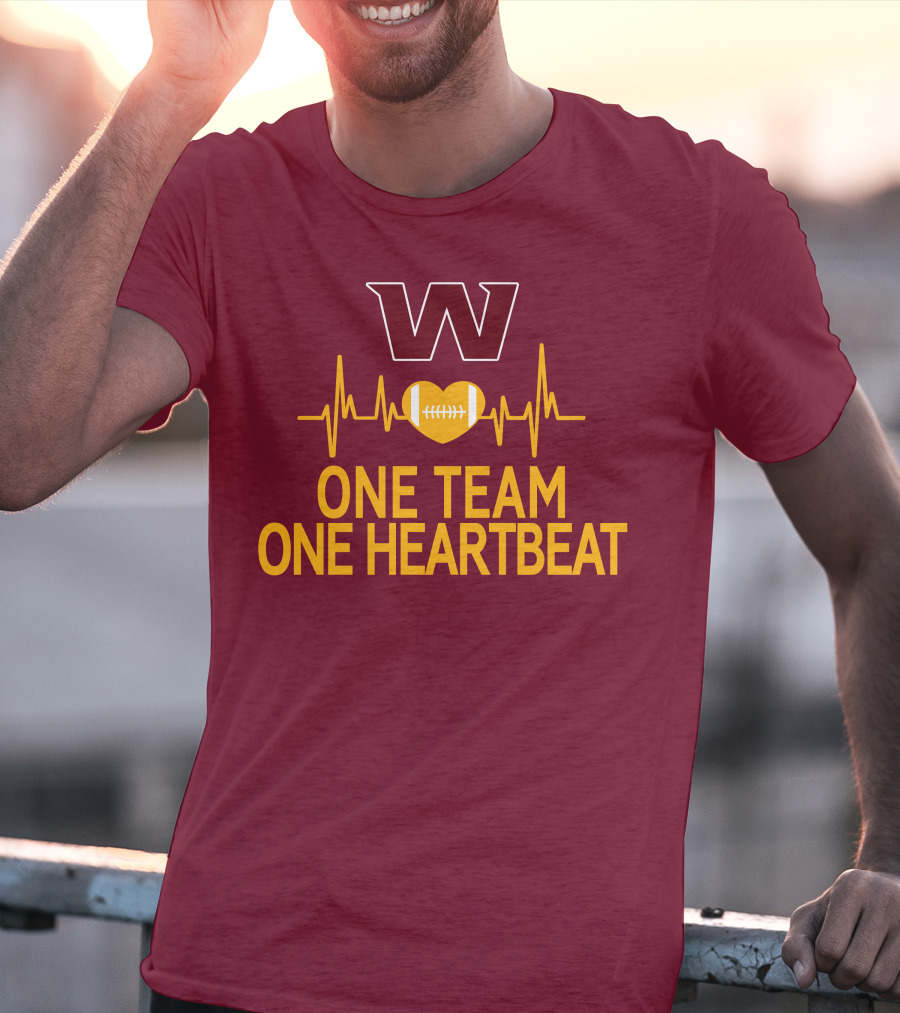 Washington Football Team W One Team One Heartbeat Football Heartbeat T-Shirt