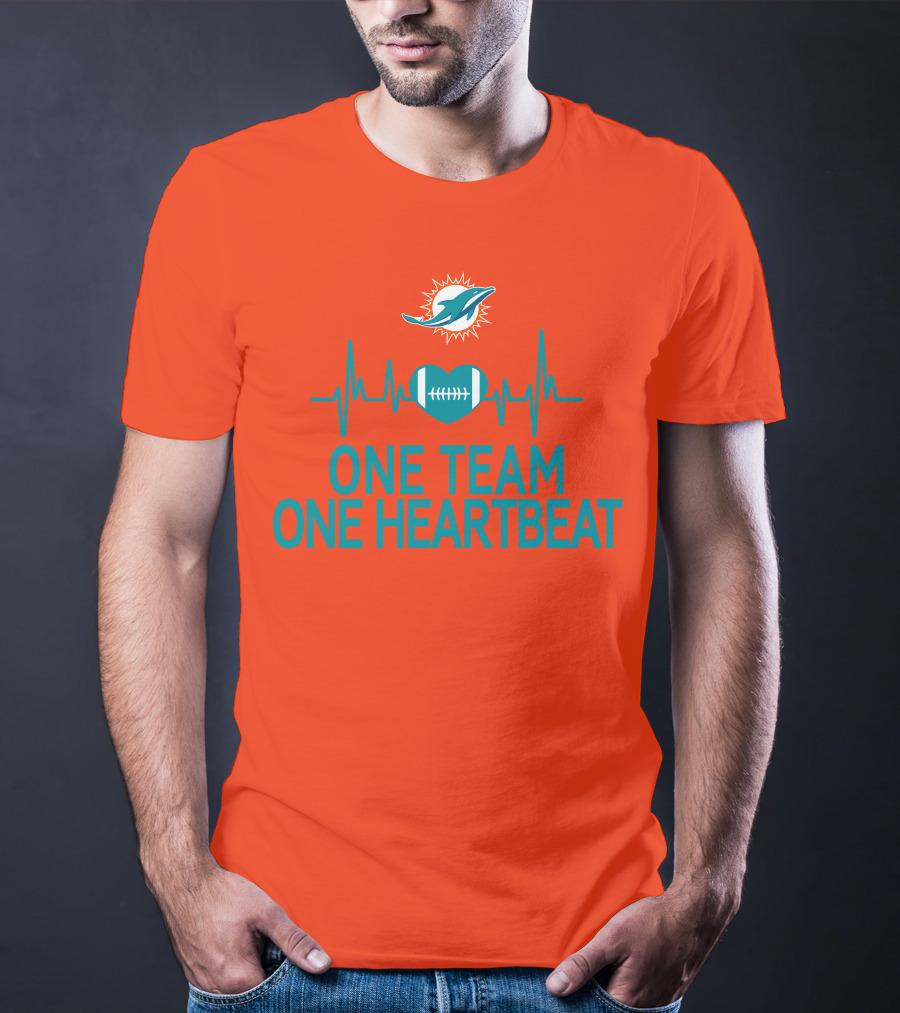 Miami Dolphins Heartbeat Football Team Unity T-Shirt