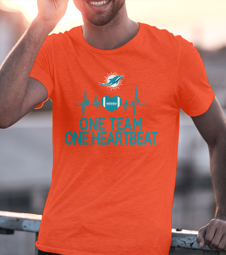 Miami Dolphins Heartbeat Football Team Unity T-Shirt