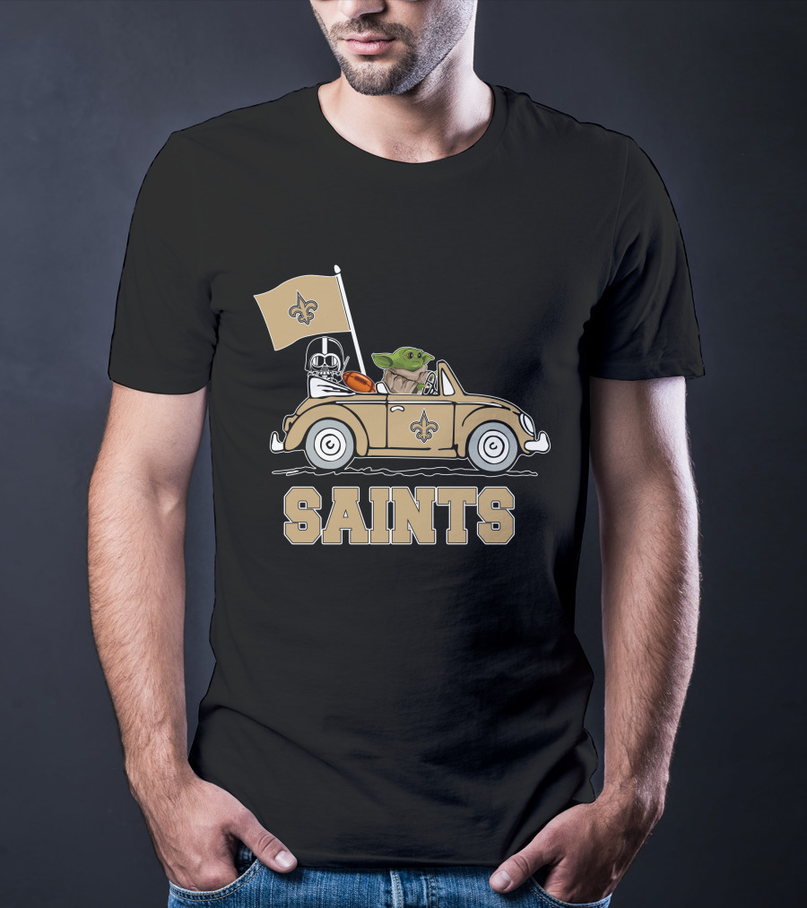 New Orleans Saints Darth Vader Baby Yoda Car Star Wars Driving T-Shirt