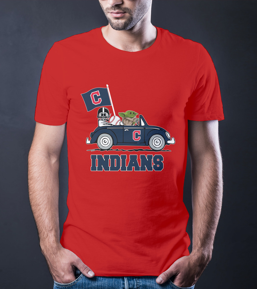 Cleveland Indians Baby Yoda Darth Vader Car Star Wars T-Shirt