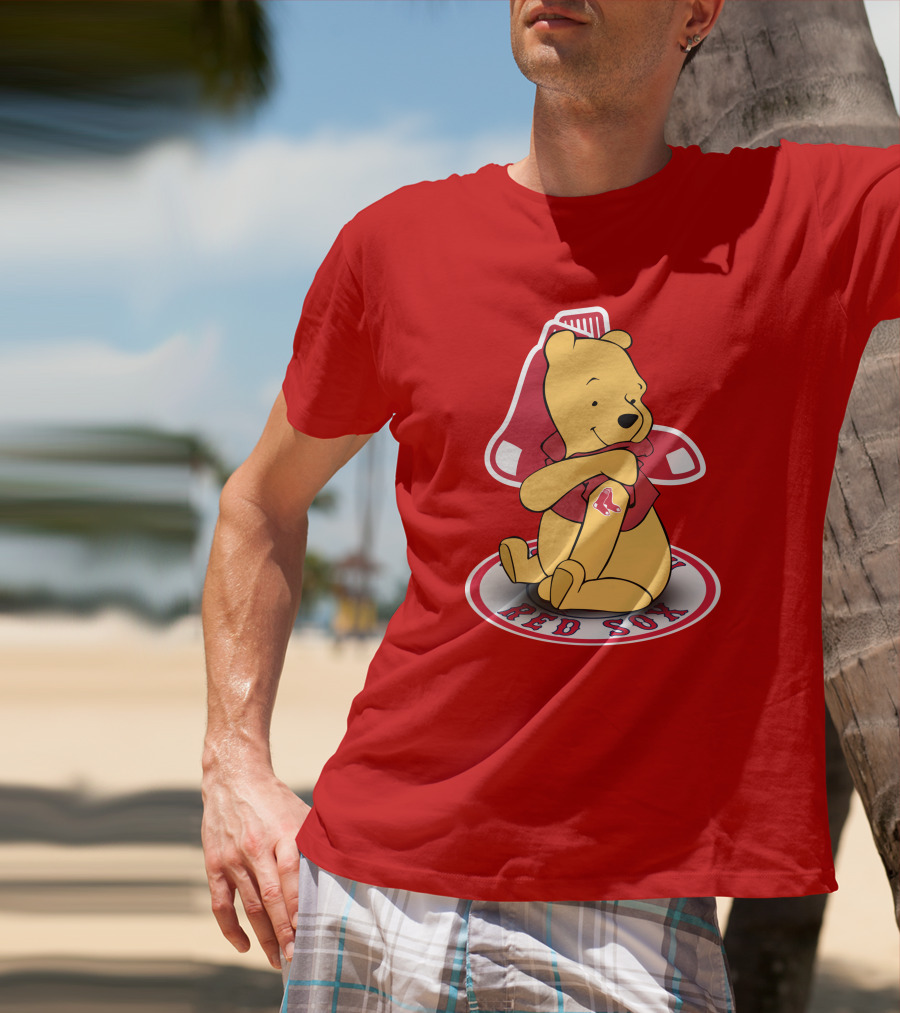 Boston Red Sox Winnie The Pooh Hugging Baseball T-Shirt