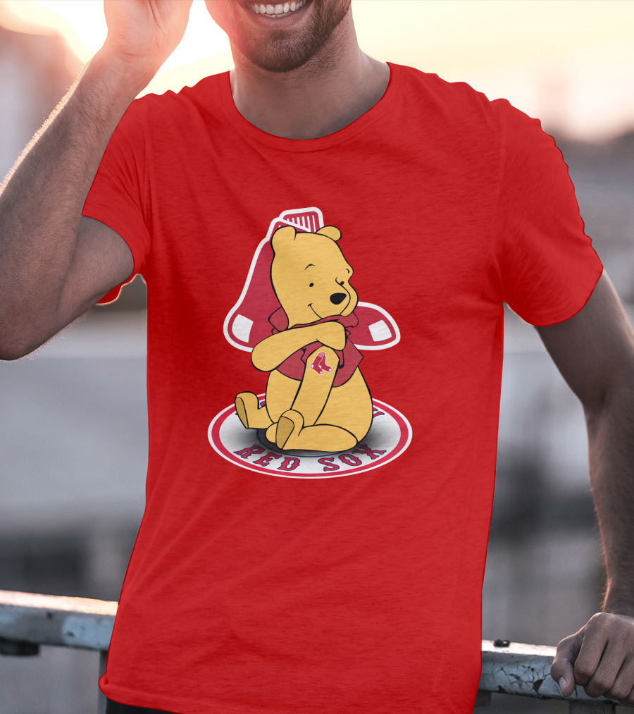 Boston Red Sox Winnie The Pooh Hugging Baseball T-Shirt