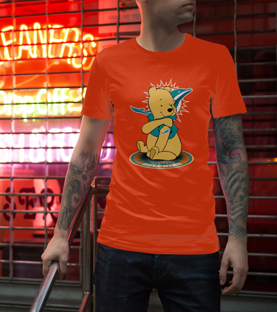 Miami Dolphins Winnie The Pooh NFL Football Crossover T-Shirt