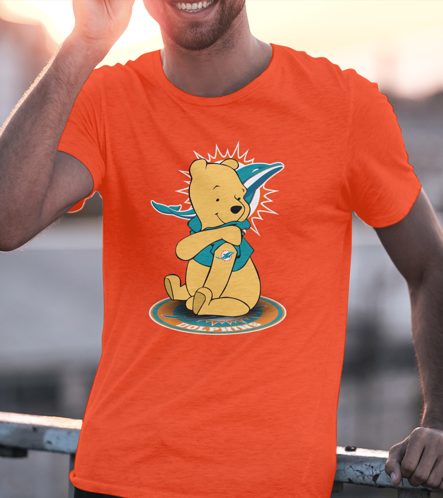 Miami Dolphins Winnie The Pooh NFL Football Crossover T-Shirt