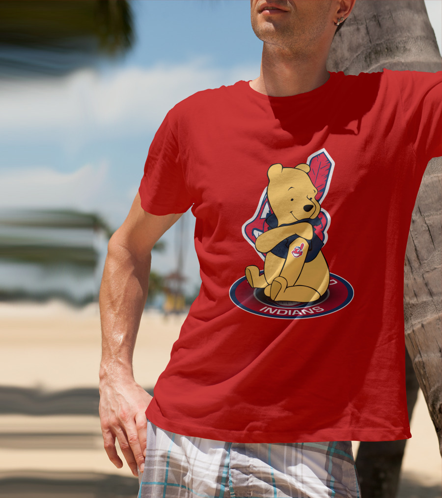 Winnie The Pooh Cleveland Indians Baseball Team Crossover T-Shirt