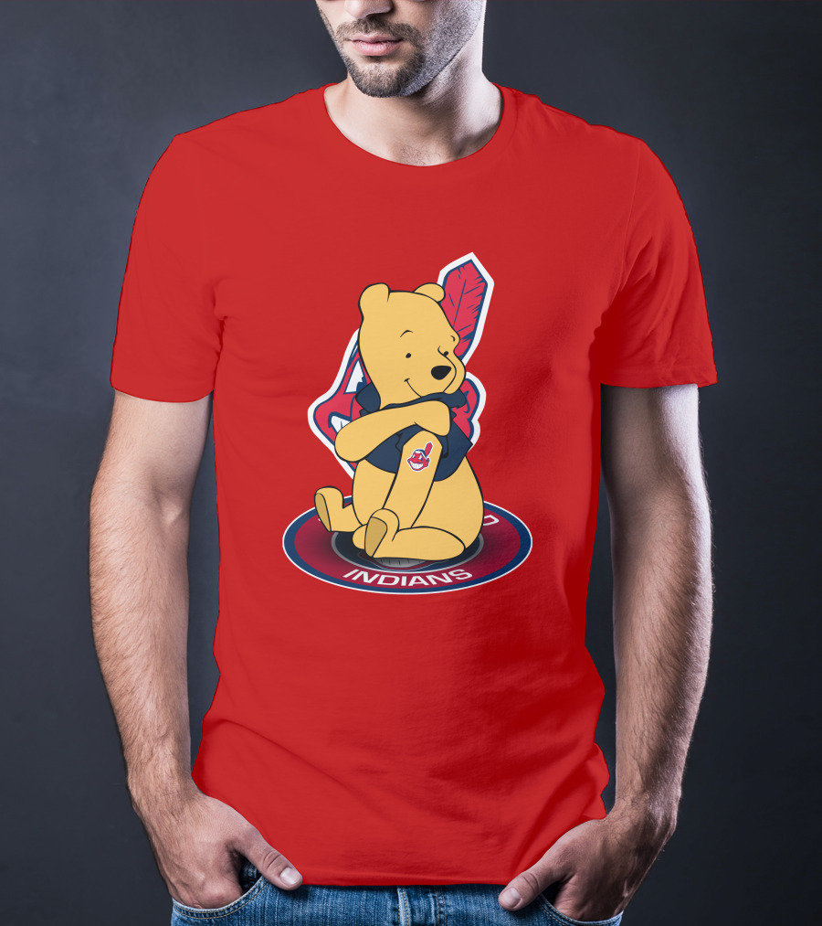 Winnie The Pooh Cleveland Indians Baseball Team Crossover T-Shirt