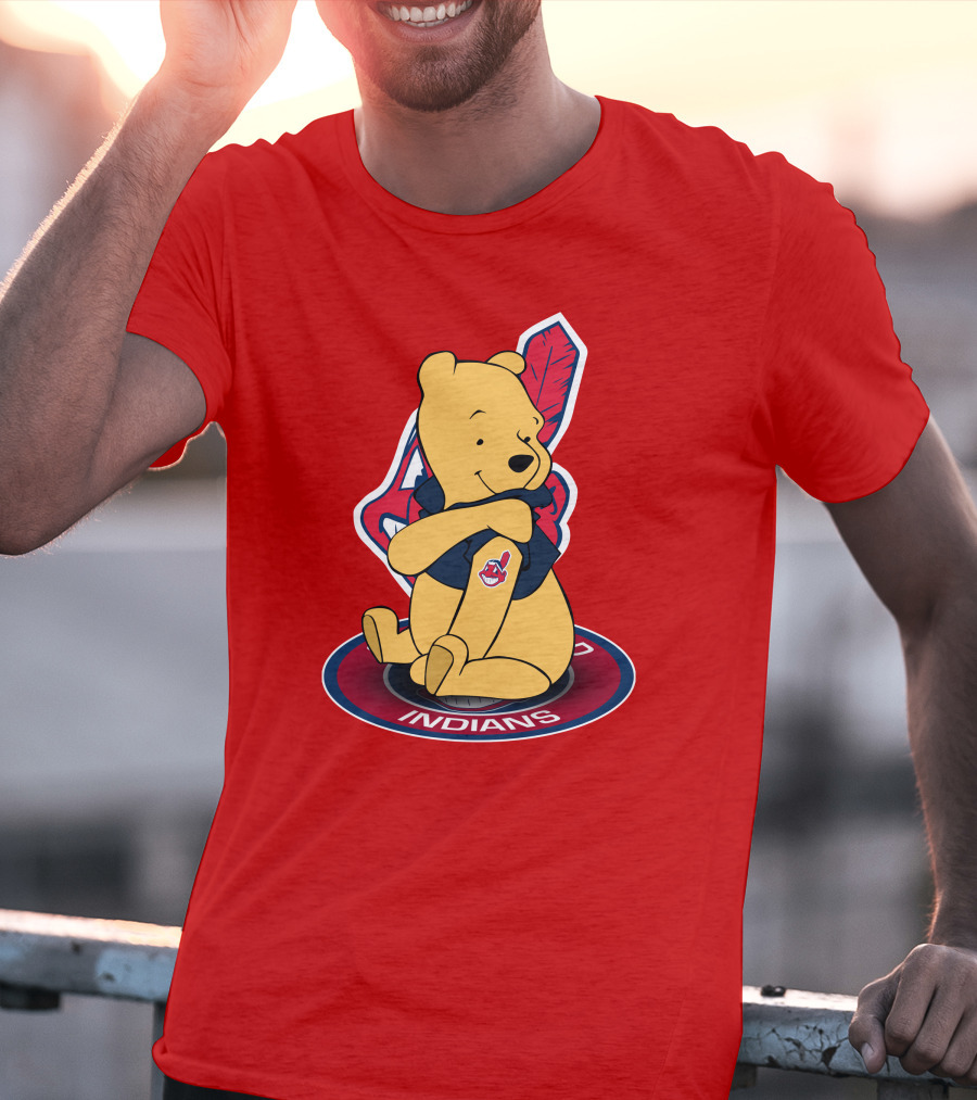 Winnie The Pooh Cleveland Indians Baseball Team Crossover T-Shirt