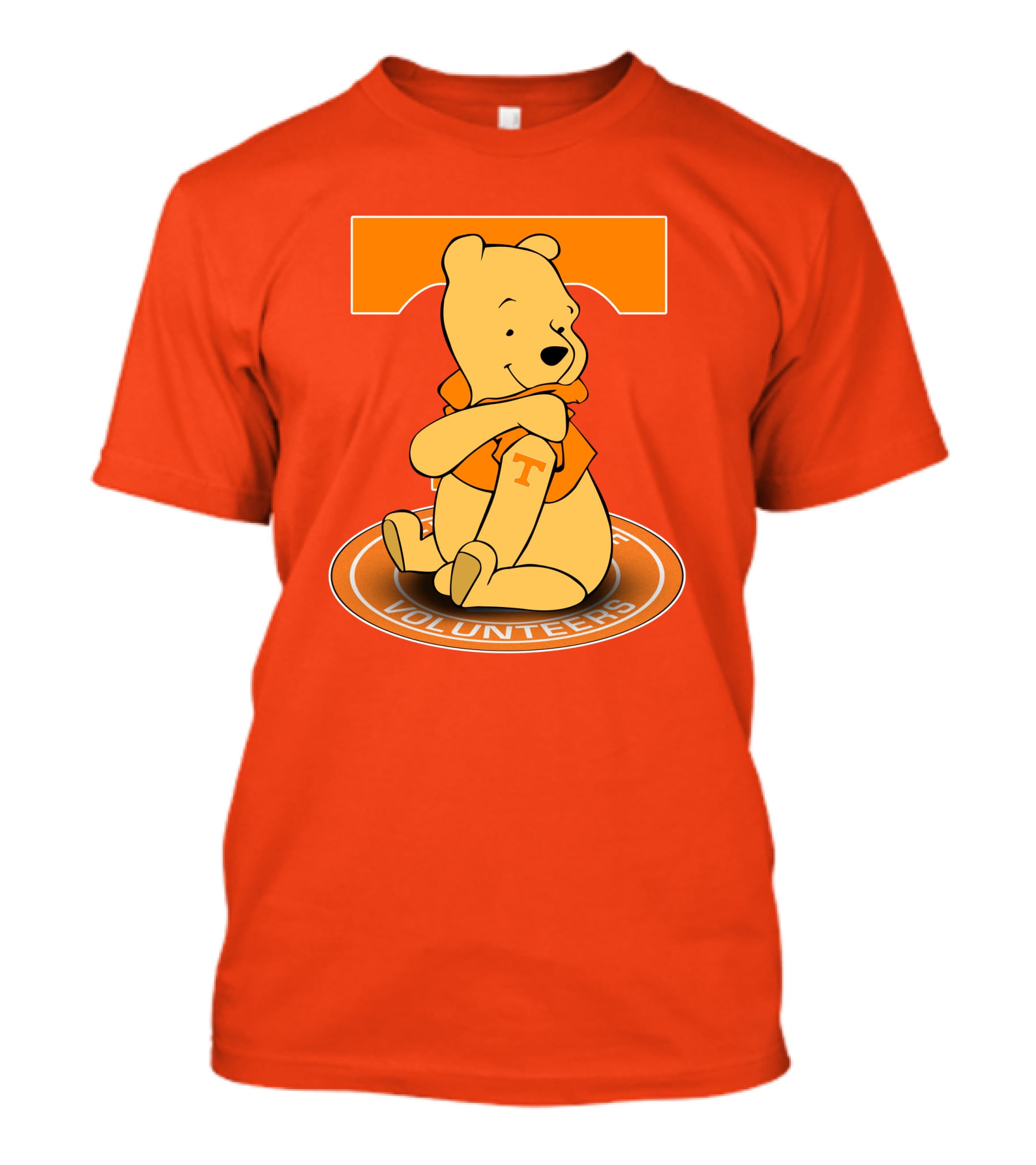 Tennessee Volunteers Winnie The Pooh Sitting With Orange T-Shirt And Big T T-Shirt
