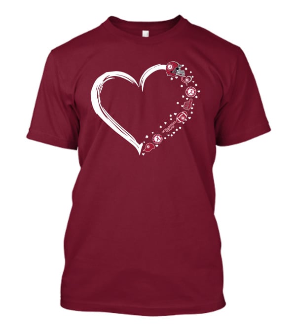 Alabama Crimson Tide Heart Design #1 Fan T-Shirt